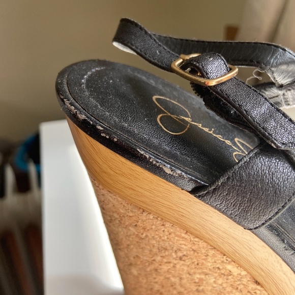 Black Jessica Simpson Wedges with Gold Studs - Picture 10 of 10